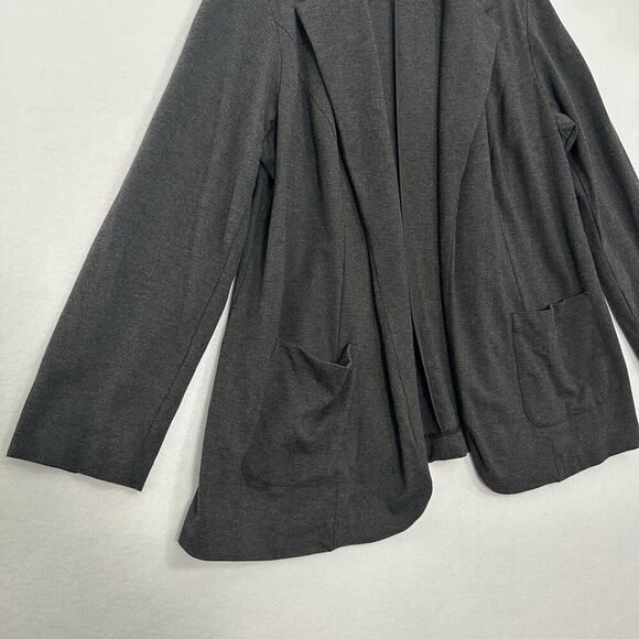 J Jill Ponte Knit Blazer Womens 2X Gray Open Front Stretch Pockets Business - Picture 3 of 10